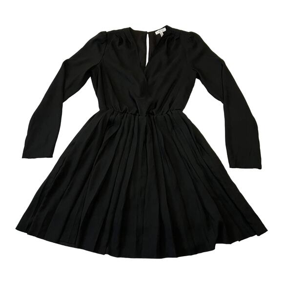 Leith Surplice V-Neck Long Sleeve Pleated Dress Size Small LBD - Picture 2 of 15